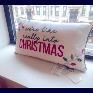 ‘We’re Like Really Into Christmas’ decorative throw pillow 🎄